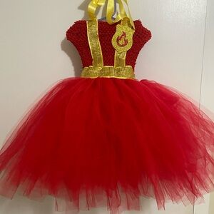 Red and Yellow girls Firefighter Costume size 7